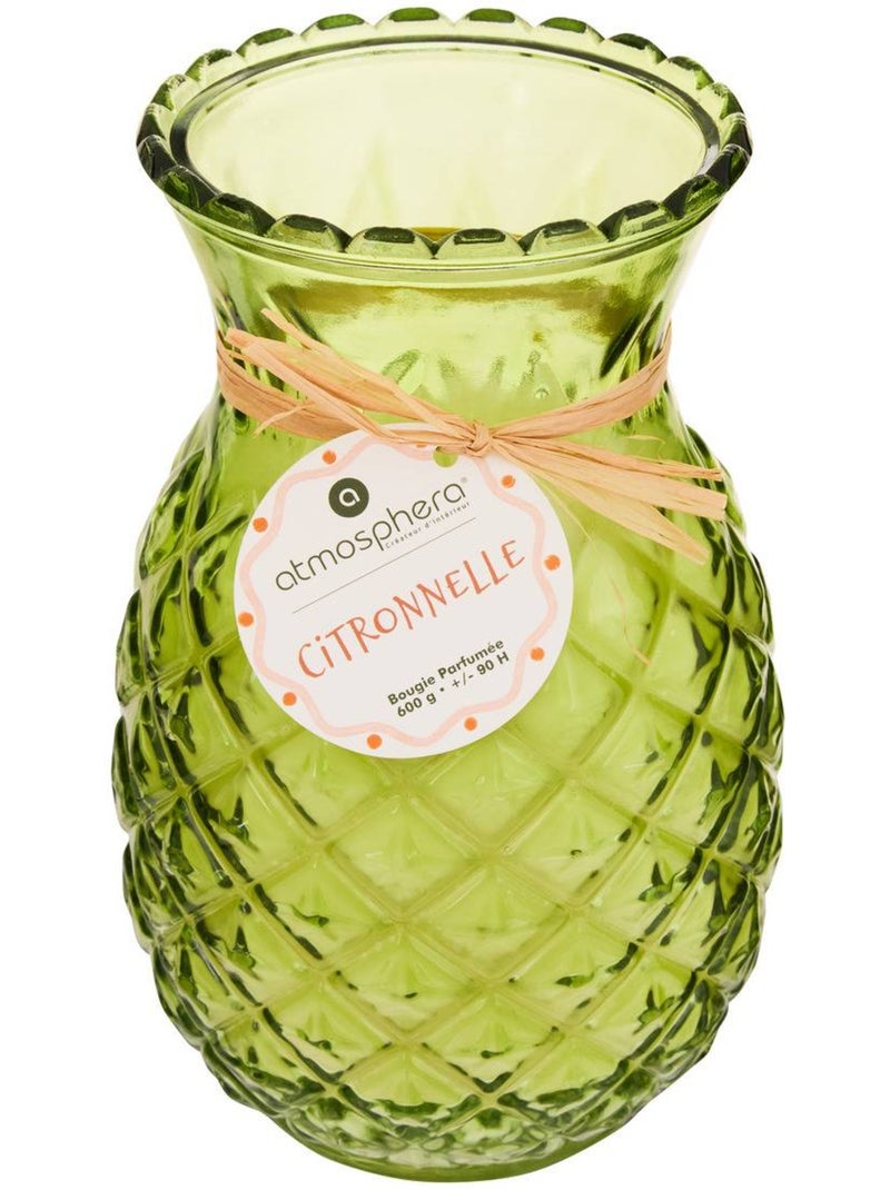 Bougie parfumée citronnelle 600g pot en verre ananas FRUITY Jaune - Kiabi