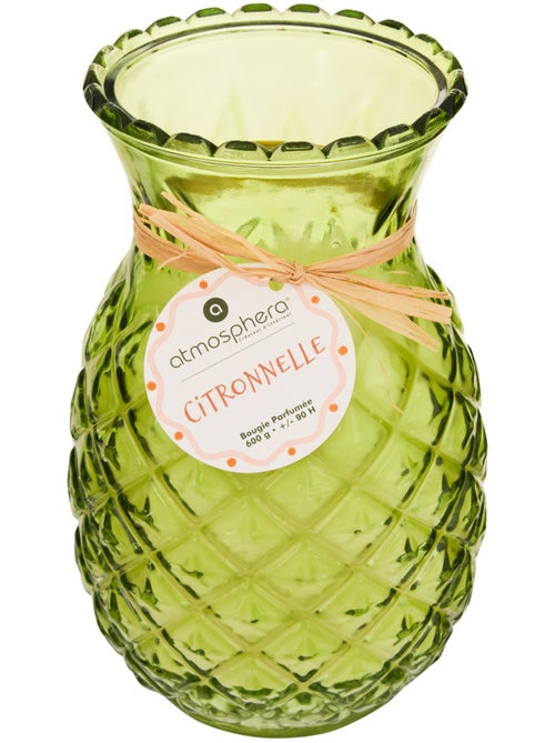 Bougie parfumée citronnelle 600g pot en verre ananas FRUITY - Kiabi