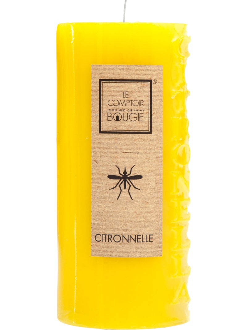 Bougie parfumée citronnelle cylindre gravé ODY Jaune - Kiabi