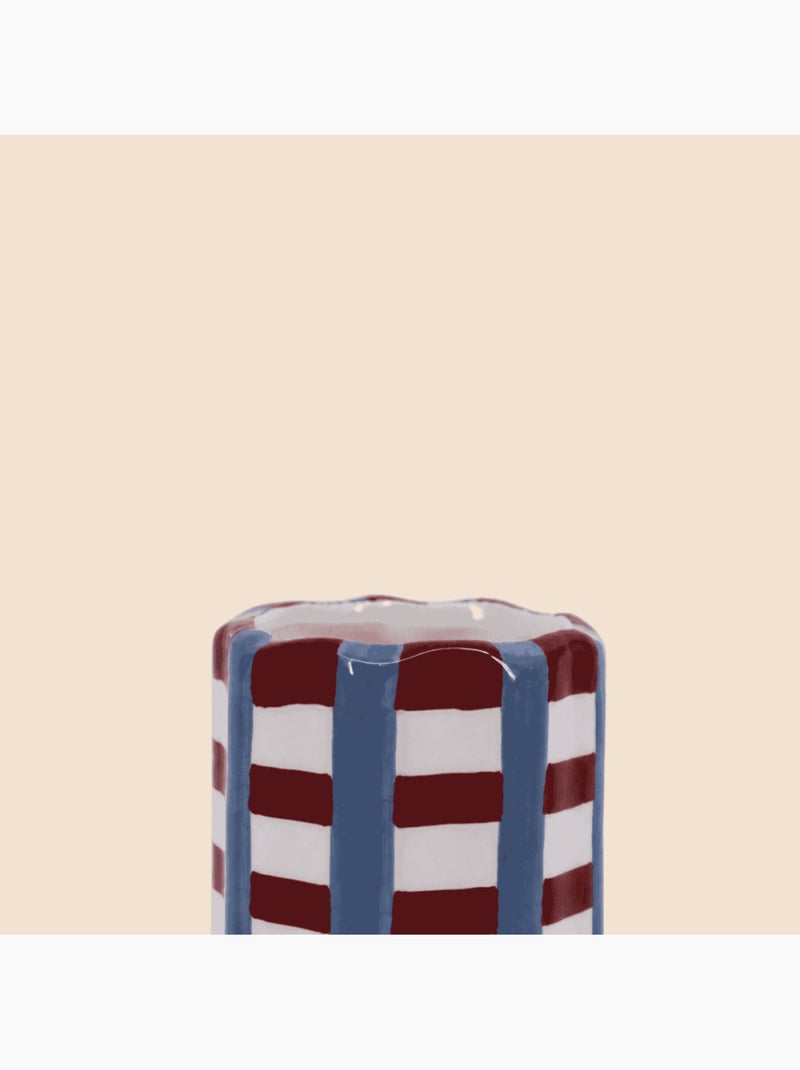 Bougie parfumée en céramique à damiers 8x9cm Rouge - Kiabi