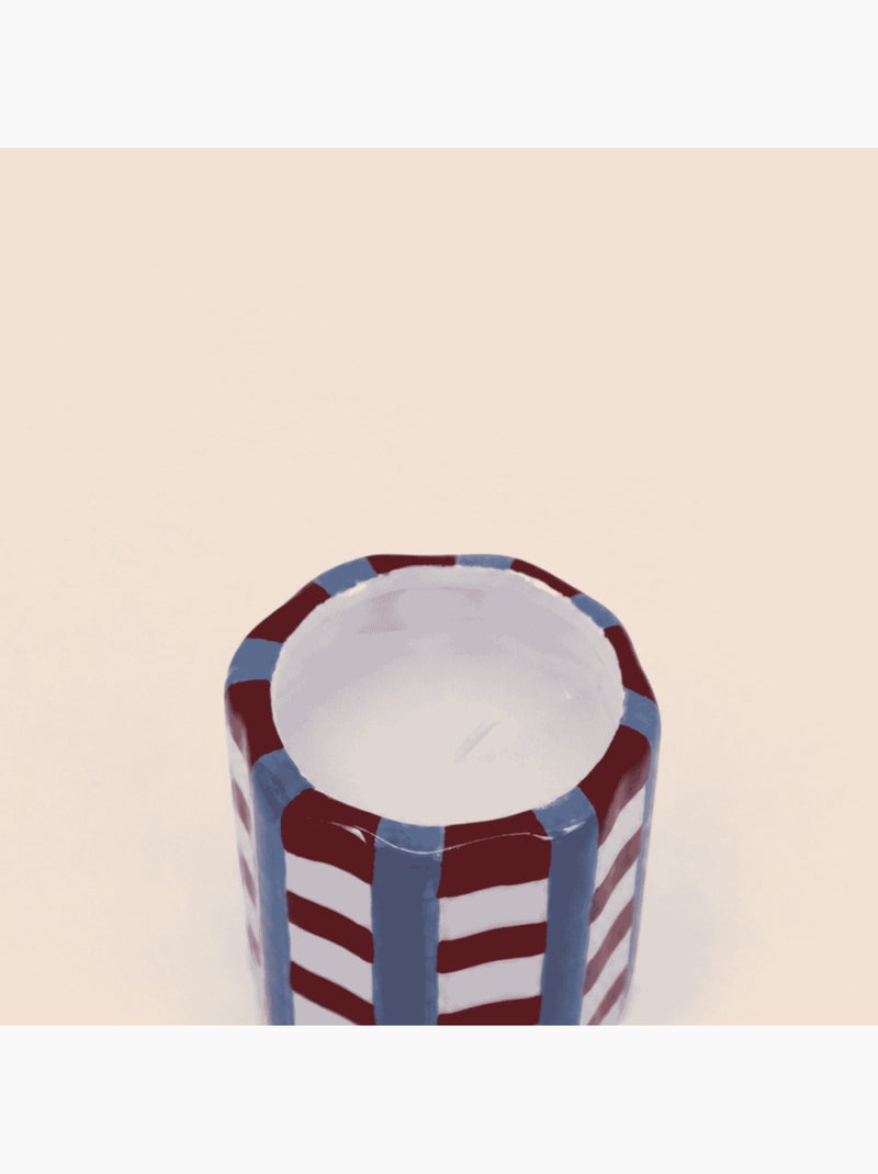 Bougie parfumée en céramique à damiers 8x9cm Rouge - Kiabi