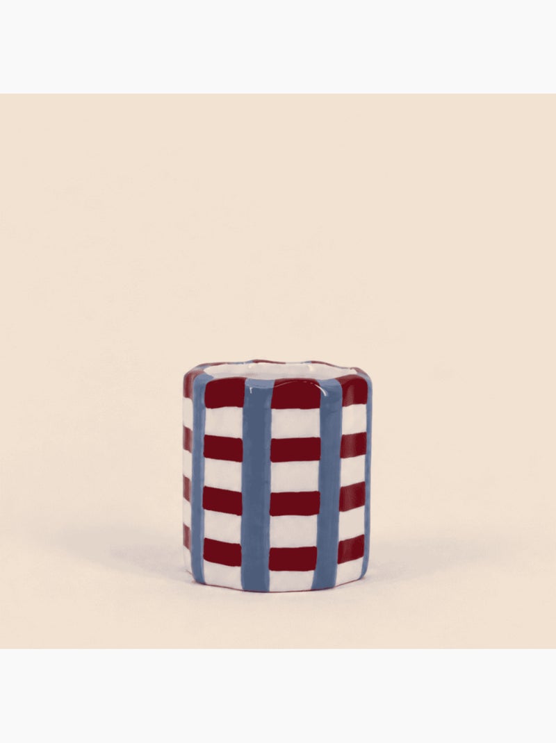 Bougie parfumée en céramique à damiers 8x9cm Rouge - Kiabi