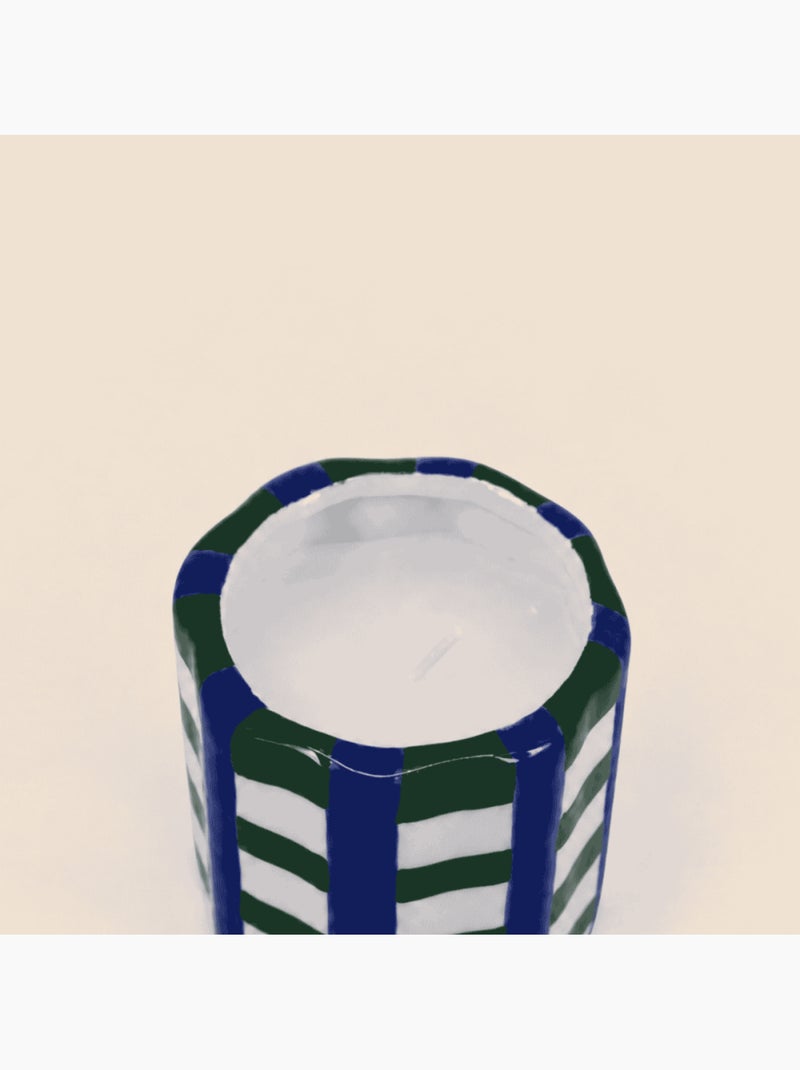 Bougie parfumée en céramique à damiers 8x9cm Vert - Kiabi