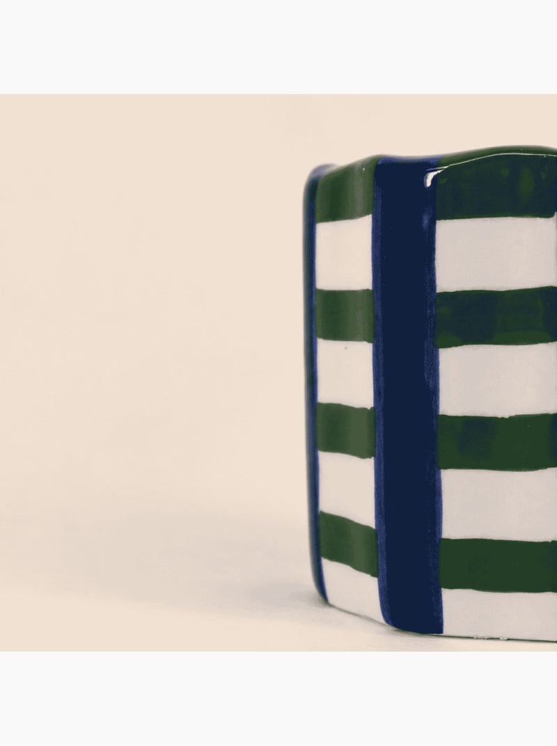 Bougie parfumée en céramique à damiers 8x9cm Vert - Kiabi