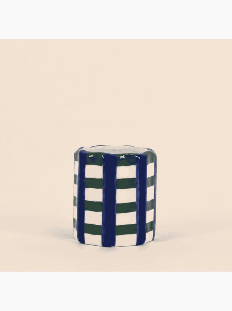 Bougie parfumée en céramique à damiers 8x9cm Vert - Kiabi