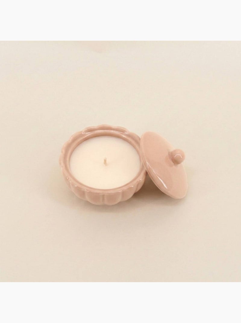 Bougie parfumée en céramique corolle à couvercle 11cm Beige - Kiabi