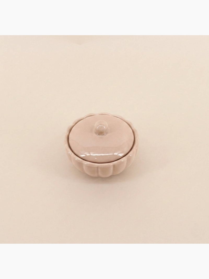 Bougie parfumée en céramique corolle à couvercle 11cm Beige - Kiabi