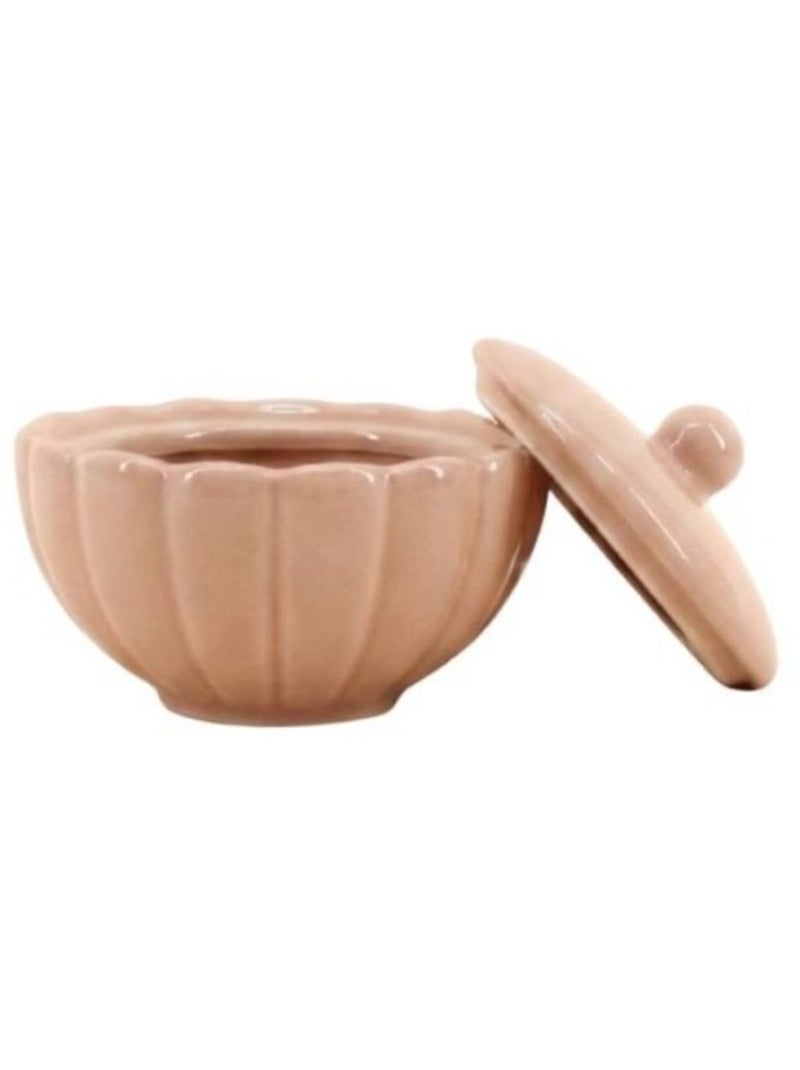 Bougie parfumée en céramique corolle à couvercle 11cm Beige - Kiabi