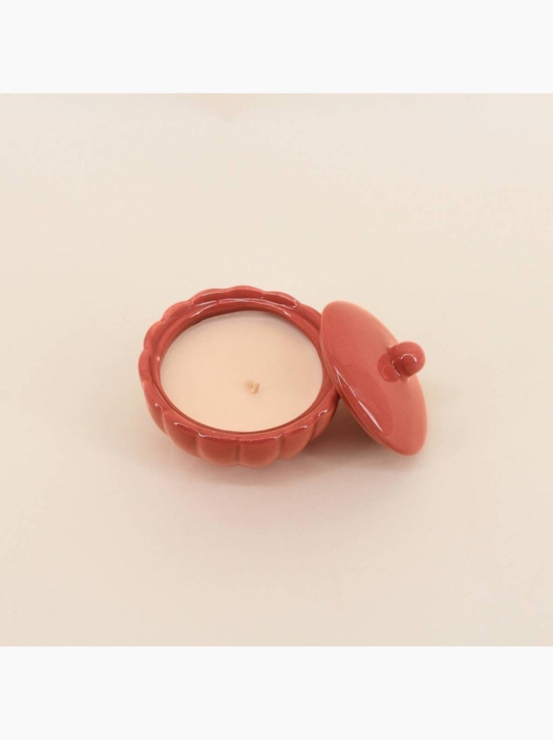 Bougie parfumée en céramique corolle à couvercle 11cm Rouge - Kiabi