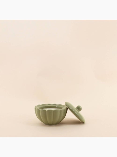 Bougie parfumée en céramique corolle à couvercle 11cm - Kiabi