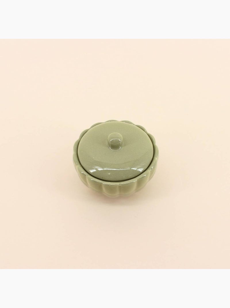 Bougie parfumée en céramique corolle à couvercle 11cm Vert - Kiabi
