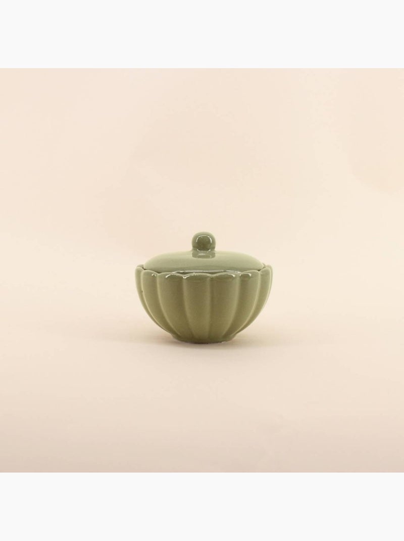 Bougie parfumée en céramique corolle à couvercle 11cm Vert - Kiabi