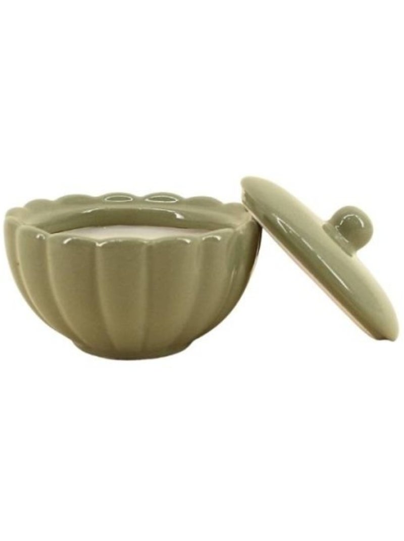 Bougie parfumée en céramique corolle à couvercle 11cm Vert - Kiabi