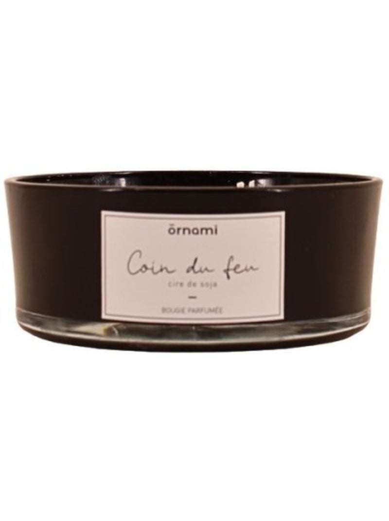 Bougie parfumée en cire de soja 4 mèches "Coin du feu" 380gr Noir - Kiabi
