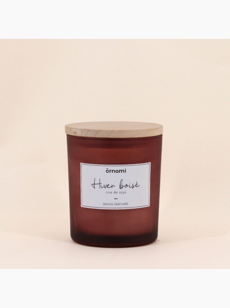 Bougie parfumée en cire de soja "hiver boisé" 280g Bordeaux - Kiabi