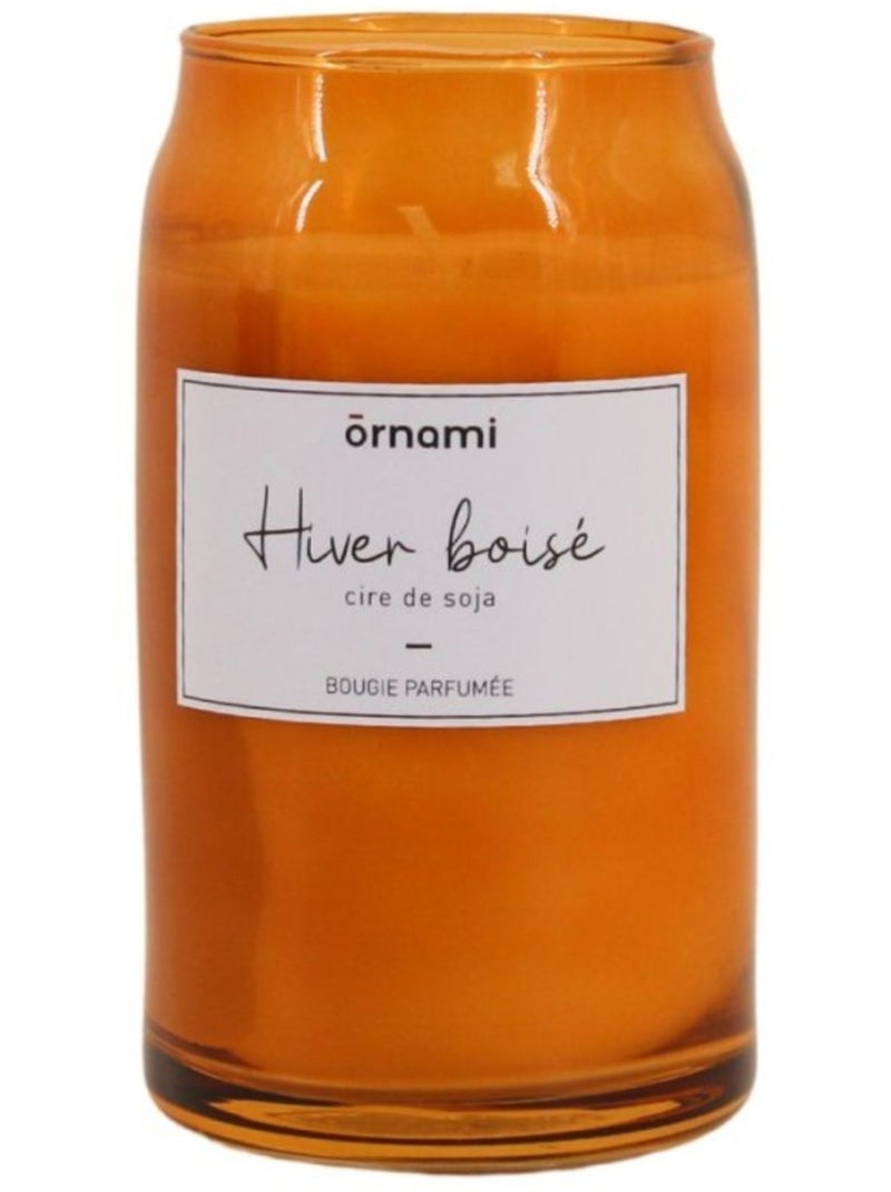 Bougie parfumée en cire de soja "Hiver boisé" 320g Orange - Kiabi