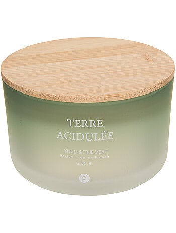Bougie parfumée grand format pot en verre à couvercle bambou SANA