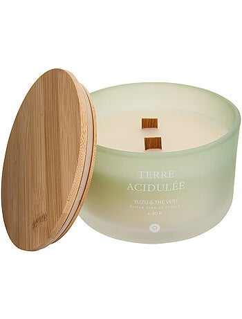 Bougie parfumée grand format pot en verre à couvercle bambou SANA