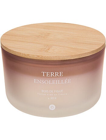 Bougie parfumée grand format pot en verre à couvercle bambou SANA