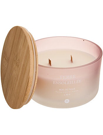 Bougie parfumée grand format pot en verre à couvercle bambou SANA
