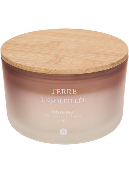 Bougie parfumée grand format pot en verre à couvercle bambou SANA - Kiabi