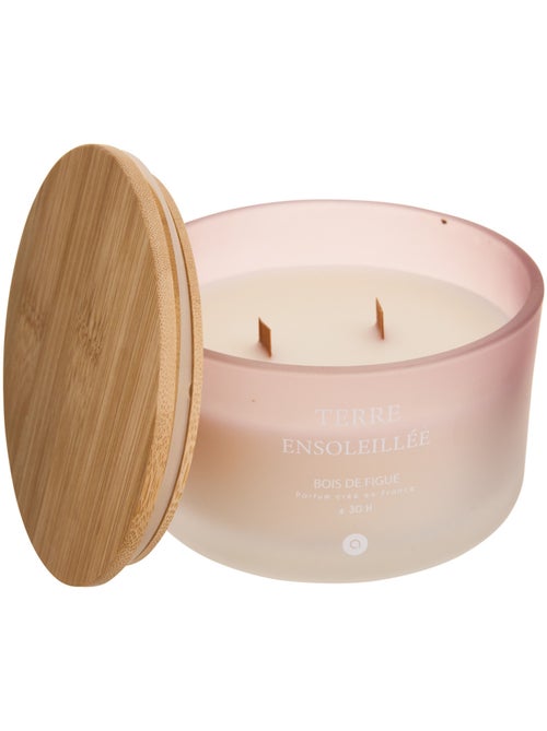 Bougie parfumée grand format pot en verre à couvercle bambou SANA - Kiabi