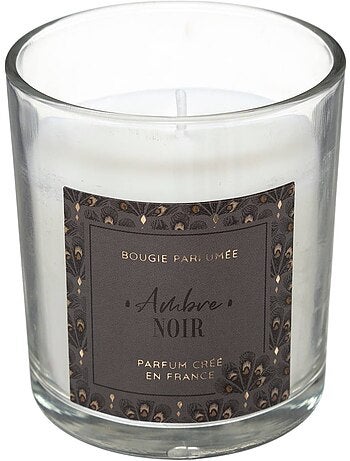 Bougie parfumée sous cloche verre sur socle bois LOLI
