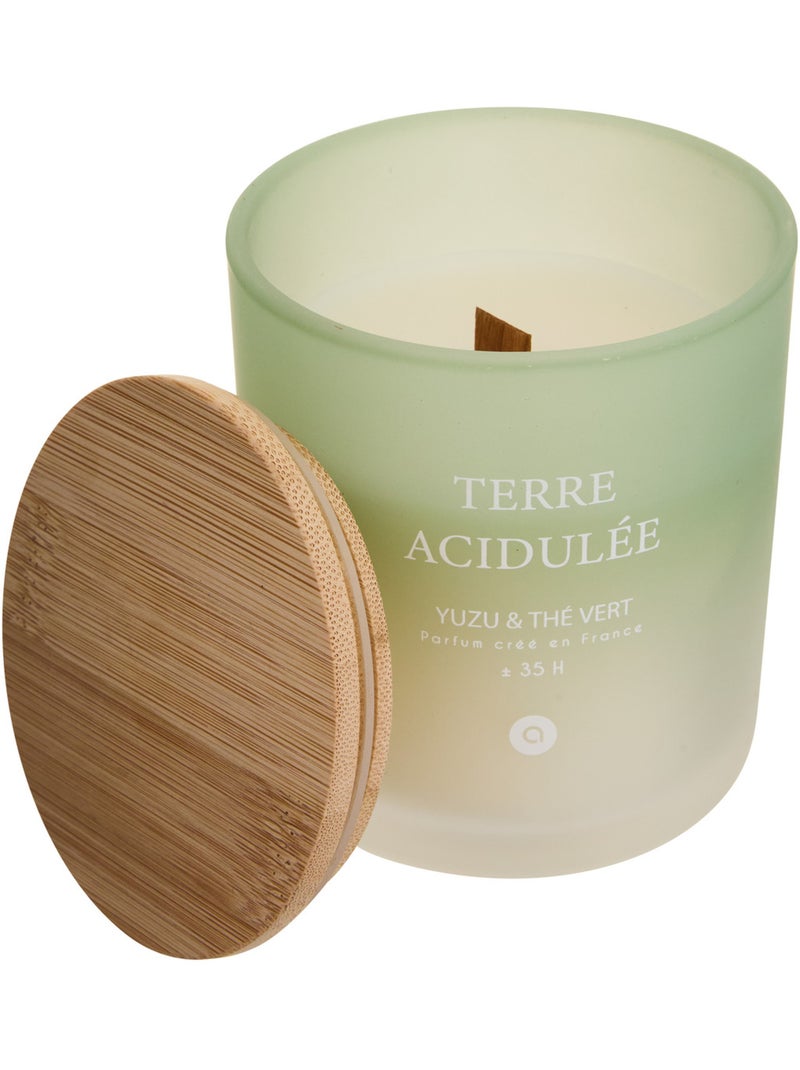 Bougie parfumée pot en verre à couvercle bambou SANA Vert - Kiabi