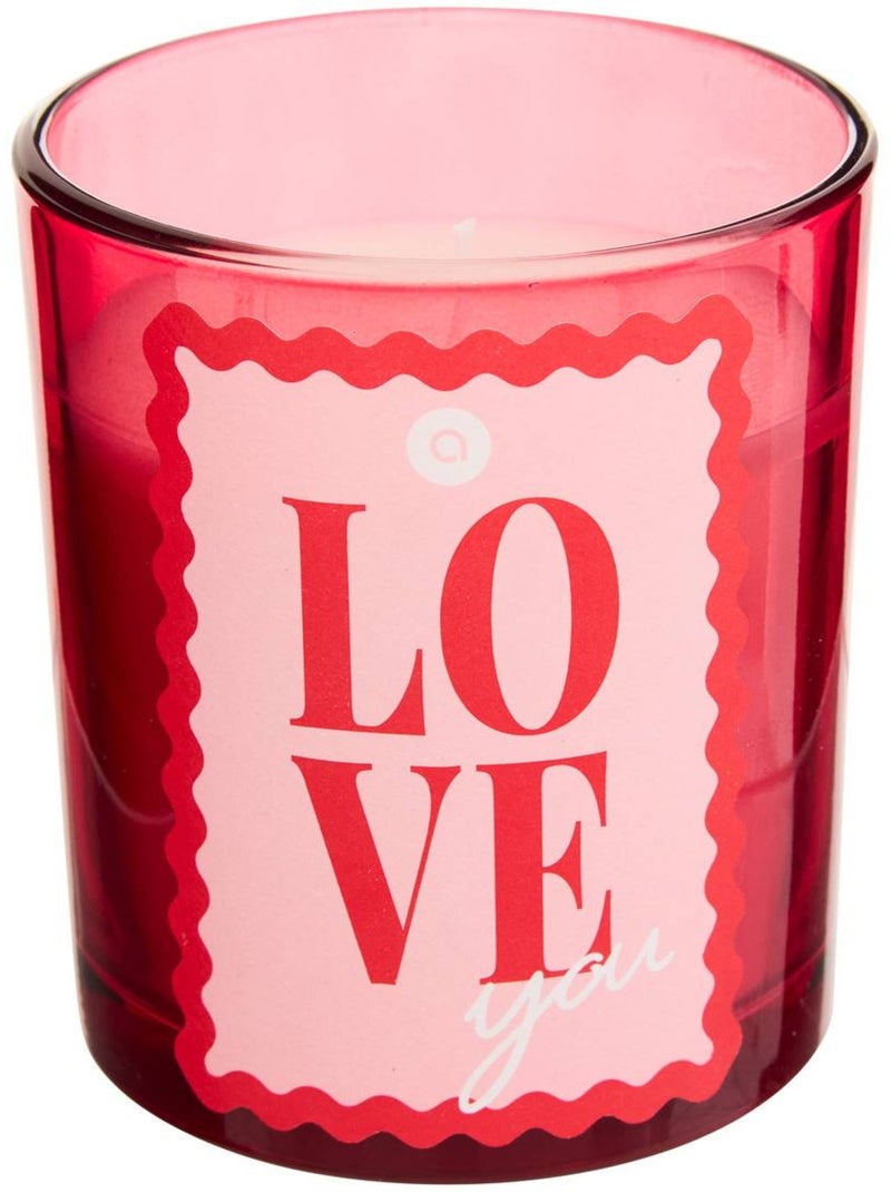 Bougie parfumée pot en verre à message LOVE Rouge - Kiabi