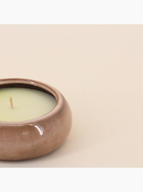 Bougie parfumée ronde en céramique beige 160g - Kiabi