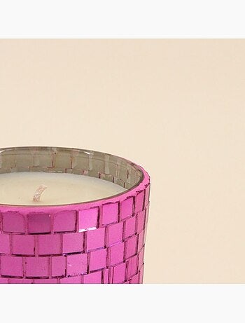 Bougie parfumée verre à facettes violette miroir 510g