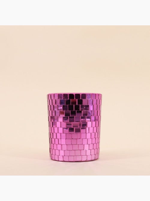 Bougie parfumée verre à facettes violette miroir 510g - Kiabi