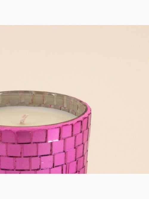 Bougie parfumée verre à facettes violette miroir 510g - Kiabi