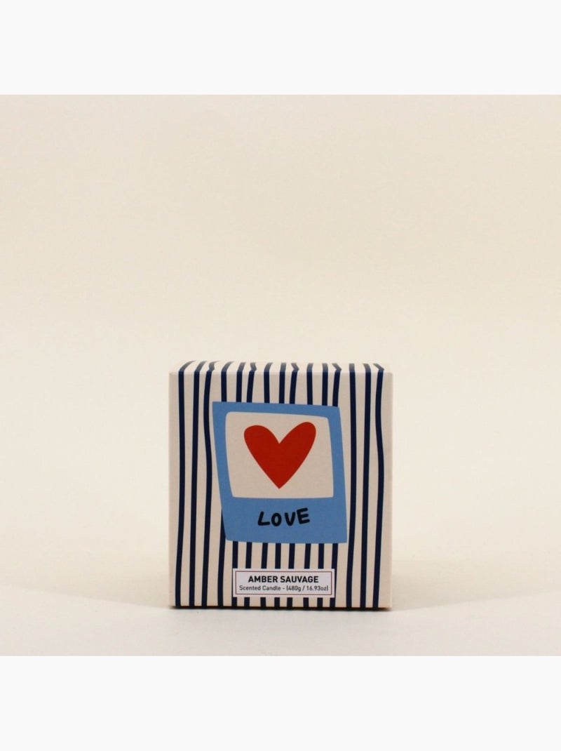 Bougie parfumée verre lustré 480g avec boite cadeau Bleu - Kiabi