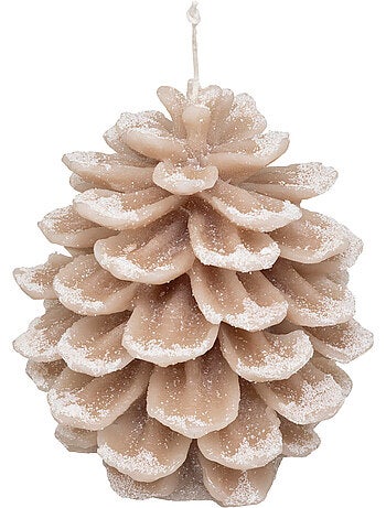 Bougie pomme de pin avec neige 15,5 cm 560 gr