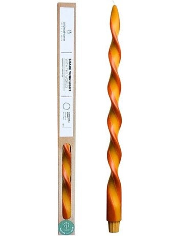 Bougie spirale bicolore orange, rouge 40cm