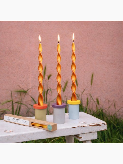 Bougie spirale bicolore orange, rouge 40cm - Kiabi