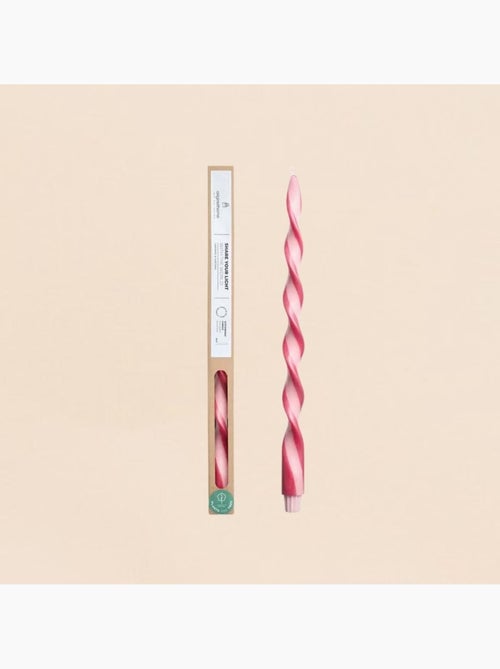 Bougie spirale bicolore rose, framboise 40cm - Kiabi