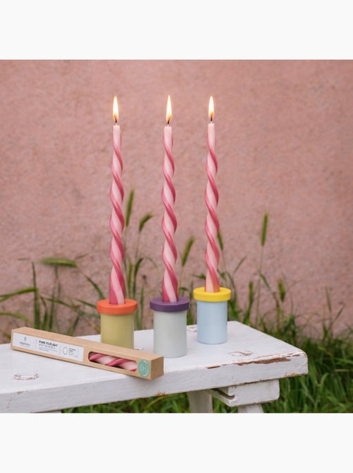 Bougie spirale bicolore rose, framboise 40cm - Kiabi