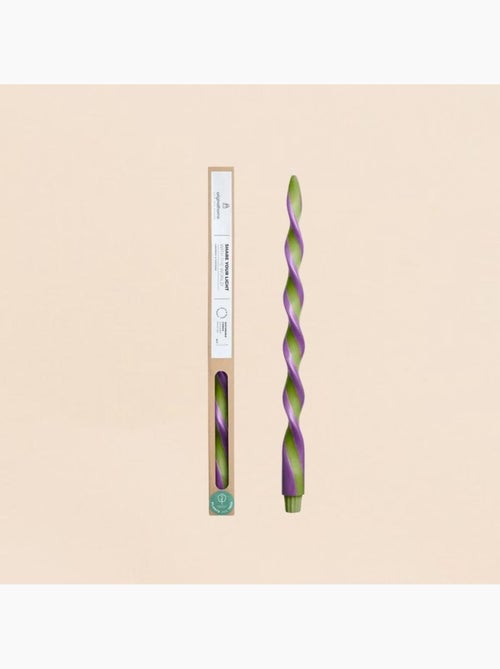 Bougie spirale bicolore vert, parme 40cm - Kiabi