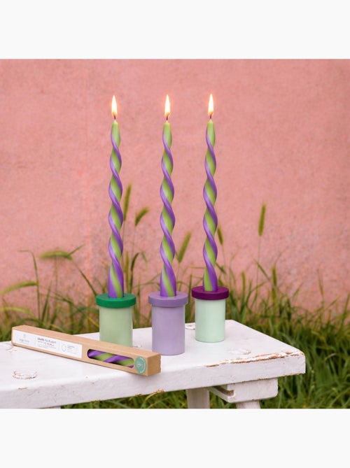 Bougie spirale bicolore vert, parme 40cm - Kiabi