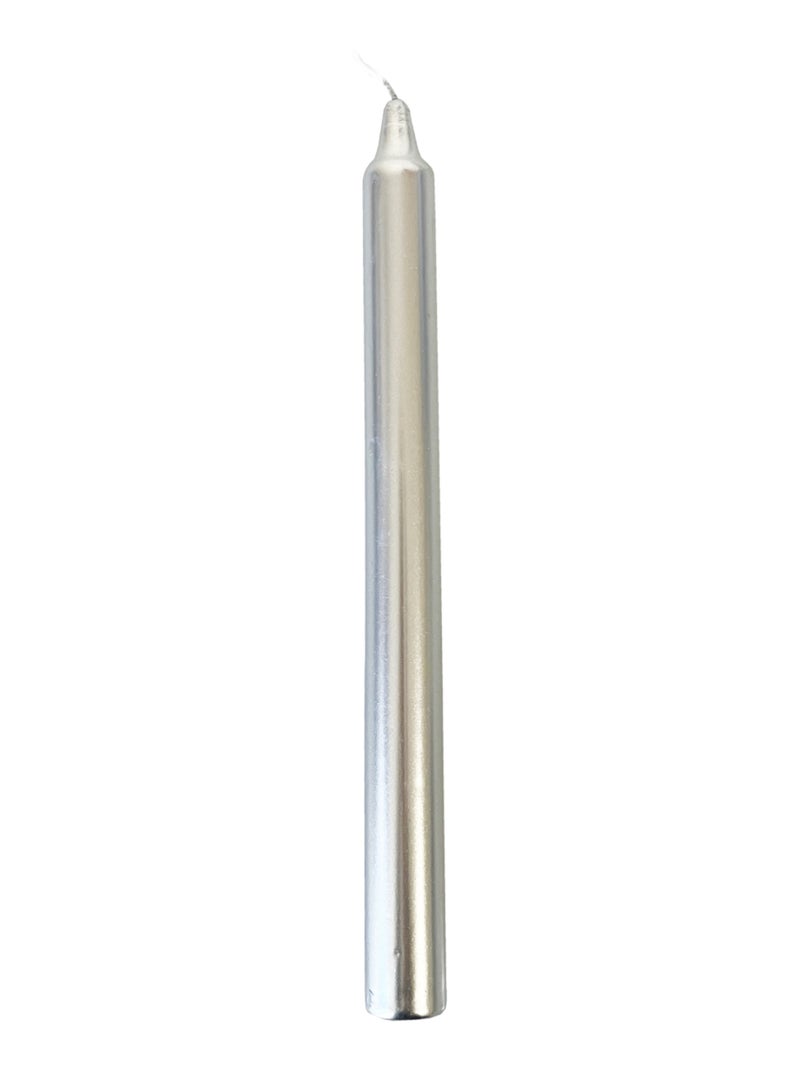 Bougie surfacée argentée 22 cm Argenté - Kiabi