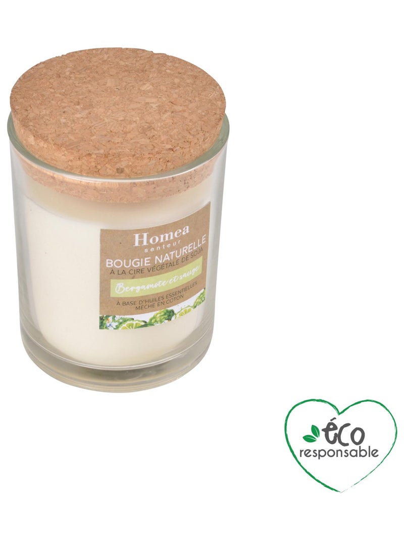 Bougie verrine parfum bergamote et sauge Blanc - Kiabi