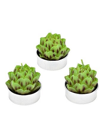 Bougies chauffe-plat Artichaut en cire Set de 6
