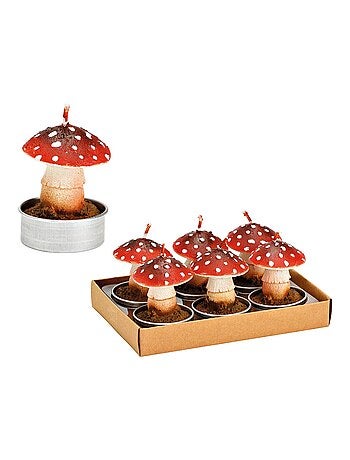 Bougies chauffe-plat Champignon en cire Set de 6