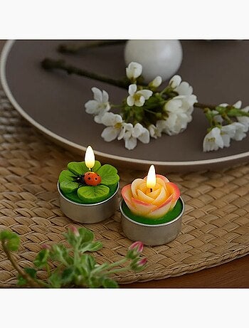 Bougies chauffe-plat Coccinelle en cire Set de 6