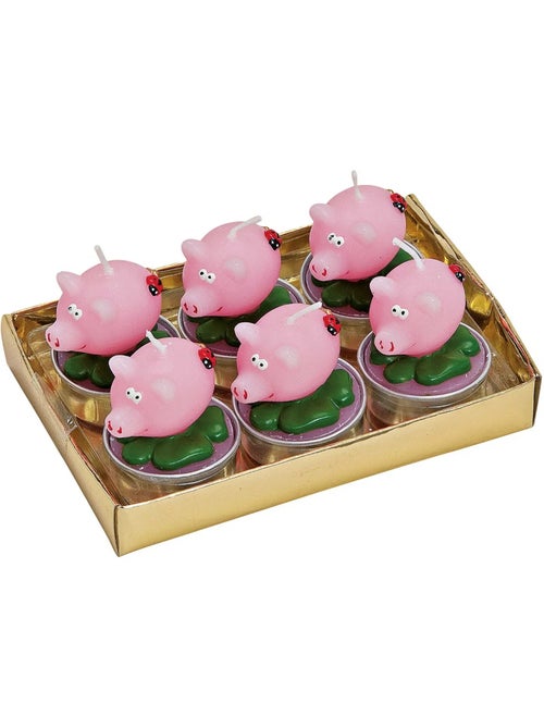 Bougies chauffe-plat Cochon porte bonheur en cire Set de 6 - Kiabi