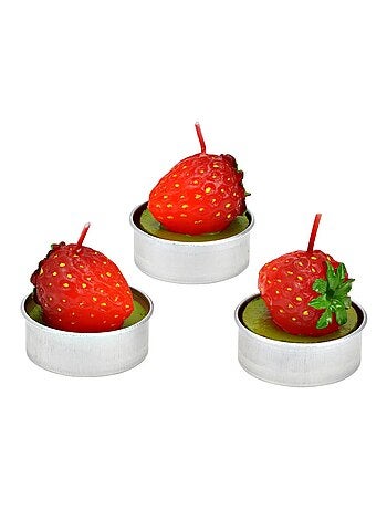 Bougies chauffe-plat fraise en cire Set de 6