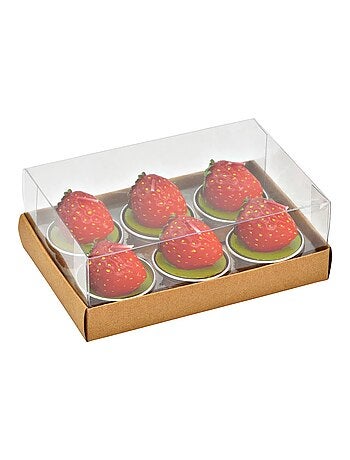 Bougies chauffe-plat fraise en cire Set de 6