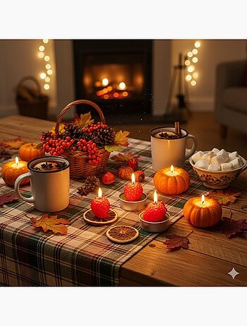 Bougies chauffe-plat fraise en cire Set de 6